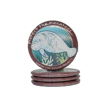 Protect the Manatees Round Magnet