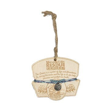 Ocean Wave Charm Bracelet on Ocean Mantra Wood Ornament