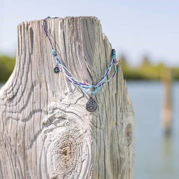 Ocean Wave Charm Bracelet on Ocean Mantra Wood Ornament