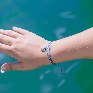 Ocean Wave Charm Bracelet on Ocean Mantra Wood Ornament